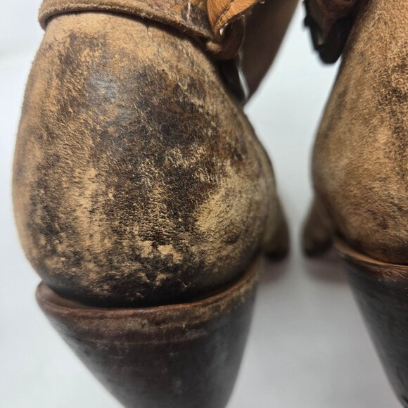 Lucchese 4953 Catalina Bootie 9B brown floral burnished calfskin leather FLAWED - Picture 9 of 13